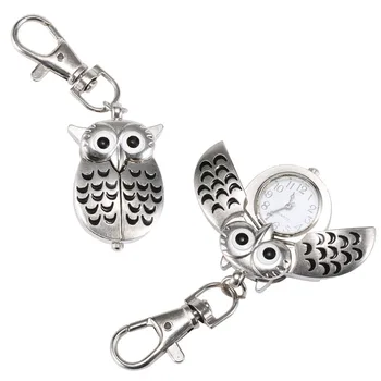 Cute Pūce Keychains Kabatas Pulksteņu Fob Ķēdes Vintage Keychains Flip Case Stundu Pulkstenis, Dzīvnieki, Kabatas Pulksteņi Vīriešu Sieviešu Mazulis