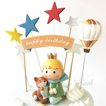 Jauki Mazais Princis Bērniem Mazulis Happy Birthday Cake Topper Kāzu Svinības Piegādēm Baby Dušas Meitene Zēns Fox Rožu Saldās Dāvanas