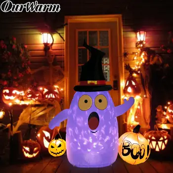 OurWarm 5x4ft Rotējošu Gaismas Halloween Piepūšamās Uzspridzināt Spoku Ķirbju Halloween Piepūšamās Āra Brīvdienu Pagalmā Dekori