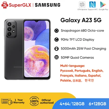 Oriģināls Samsung Galaxy A23 A235F 4G Viedtālrunis Snapdragon 680 90Hz PLS LCD Displejs 5000mAh Bateriju 25W Ātrās Uzlādes Tālruni