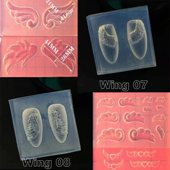 11 Stilu 3D Griešanai Silikona Naglu Pelējuma Zīmogošana Nagu Veidni Eņģeļu Spārnu Modelis DIY UV Gelu, Akrila Crystal