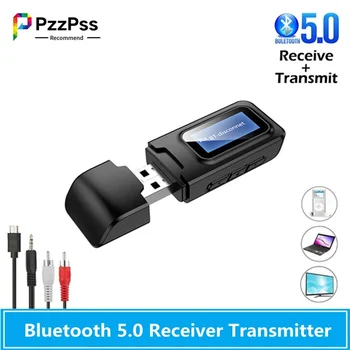 PzzPss USB Bluetooth 5.0 + EDR + LCD Displejs Audio Uztvērējs, Raidītājs BT10 TV PC Vadītāja-Brīvs USB Dongle 3,5 MM AUX 3.5