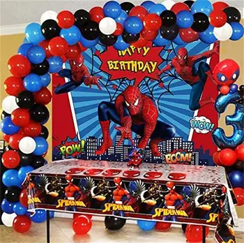 Spiderman Puse Rotājumi Happy Birthday Backdrops Dekorācijas, Balonu Vainags Arku Komplekts priekš Bērniem, Baby Dušas Piederumi Dekori