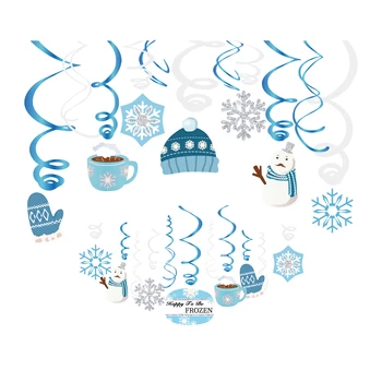 Ziemas Sniegavīrs Sniegpārslas, Ziemassvētku Ziemsvētki Puse PVC Karājas Swirls Spirāles Backdrops Banner jaungada Puse Dekorēšanas Piederumi