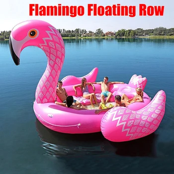 6-8person Milzīgs Flamingo Baseins Peldēt Milzu Piepūšamo Unicorn Baseinu Piederumi Island Puse Peldošā pludmale, Āra Rotaļlietas