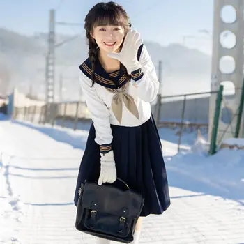 Japāņu Skolā Vienotu Jūrnieku Kreklu Komplekts Kawaii Meitene Baltā Seifuku Cospaly Kroku Svārki JK Atbilstu augstskolas Studentu Apģērbs