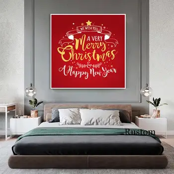 Ziemassvētku Dekoru, Sienas Plakātu Laimīgu Jauno Gadu Kanvas Bildes Mājas Dizains Gleznojums Uz Sienas, Bēniņi Istabas Interjeru Bezrāmju