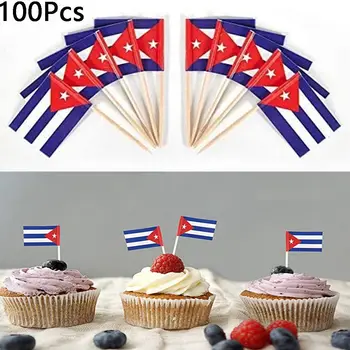 100GAB Layot Kokteilis Rota Cepšanas Dekoru Deserts Rotājumi Kubas Karogus Kuba zobu Bakstāmo Karoga Kūka Topper Cupcake Toppers