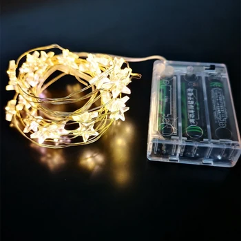 Zvaigzne LED String Light Silts Balts AA Baterijas Kastē Pasaku Gaismas Poga Akumulatora Brīvdienu Puse Ziemassvētku Pasaku Gaismu Ziemassvētki Gaismas 2m-4m