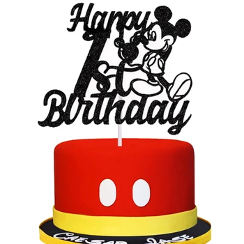 Disney Kūka Topper Mickey Mouse 1stBirthday Puses Piegādes Mickey kūka Topper Puse Dekori Happy Birthday cilindrs par Bērnu Supplie
