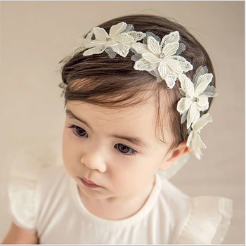 1gb Baby Meitenes Ziedu Matu Lentes Princese Galvu Baltu Ziedu, Kāzu svinības, Cepures Bērnu Matu Aksesuāri