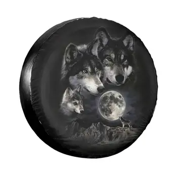Mēness Wolf Pack Tetovējums Rezerves Riepa Segtu Ūdensizturīgs Putekļus Necaurlaidīgs Saules UV Automašīnu Riteņu Pārsegi 14-17 Collas Collas