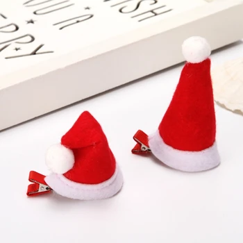 Cute Santa Hat Matu Klipu Moderns Mini Cepure, Matu Barrettes Ziemassvētku Cepuri Duckbill Klipu Brīvdienu Puse Matu Aksesuāri