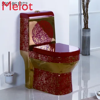 keramikas zelta krāsas tualetes pods sarkans tualetes, sanitārās