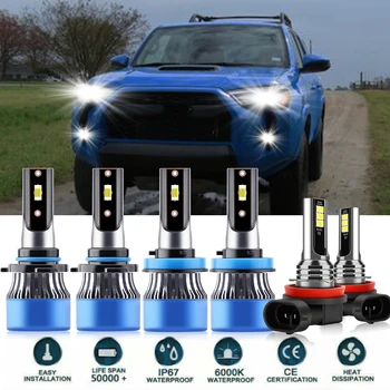 LED Lukturu Spuldzes Combo High Low Beam 9005 HB3 H11 Miglas Gaismas H8, H9 Auto Auto Rezerves Komplekts 6000K Toyota 4Runner 2010-2020