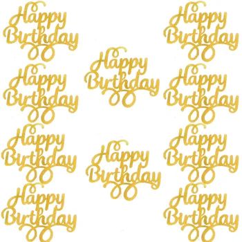 10pcs Happy Birthday Cake Topper Gilitter Bling Dzirksti Apdare Zīme Happy Birthday Cake Topper Meitene Dzimšanas dienas Deserts Dekori