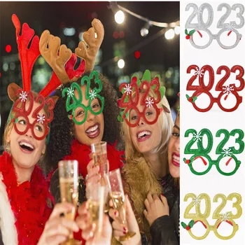Jaunais Gads 2023 Brilles Brilles Briļļu Spīguļi, Jautri, Laimīgi, Saulesbrilles Numuru Puses Foto Prop Ziemassvētku Rotājumi