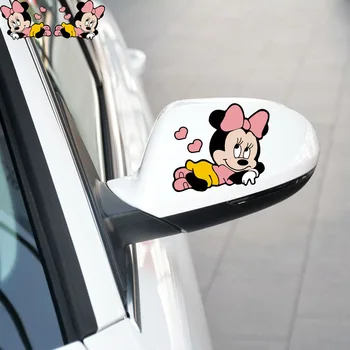 Jauki Minnie Mouse Uzlīmes Mickey Mouse Auto Uzlīmes Disney Stils Smieklīgi Auto Logu Braukšanas Spogulis Palūrēt, Vējstiklu Apdare