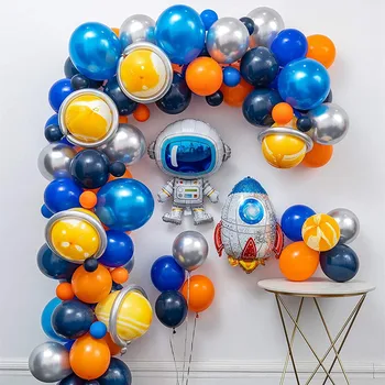 110pcs Visuma, Kosmosa Astronautu Raķešu Galaxy Tēma Lateksa, Folijas Baloni Vainags Arku Komplekts Zēns Dzimšanas dienas svinības Rotājumi