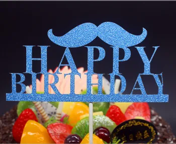 DIY Happy Birthday Tēva Ūsas Kūka Karoga Cilindrs Multi Krāsu Dzimšanas dienas svinības Kūku Cepšanas Dekori