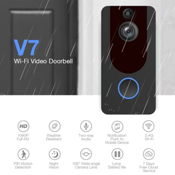 Smart Home Durvju Ūdensizturīgs Bezvadu Tālruni, Durvju Zvanu Kamera Drošības Video Domofons 1080P HD AI Nakts Redzamības Dzīvokļiem