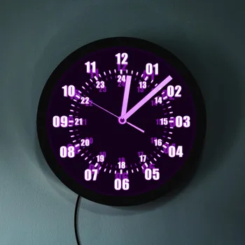 3D LED Neona Sienas Pulkstenis ar Modernu Dizainu Militāro Laiks 24 Stundas Nightlight Saat reloj de salīdzinot Skatīties Pasaules Laika Zonu Amatieru Dāvanu