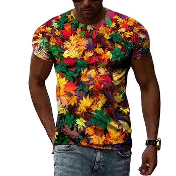 Vasaras Modes Ekskluzīvas Radošumu Augu Lapu grafiskais t krekli Vīriešiem Trendly Gadījuma Personības O-veida kakla 3D Druka, T-krekls Topi