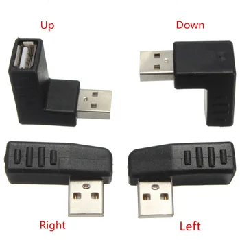 Up & Down & pa Kreisi un pa Labi leņķis 90 grādu USB 2.0 Sieviešu un Vīriešu Adapteri USB Sieviešu un Vīriešu Connecter, lai Portatīvo DATORU Izturību