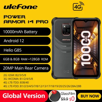 Izturīgs Tālrunis Ulefone Power Armor 14 Pro 10000mAh Android 12 Mobilie Telefoni NFC Pasaules 6GB RAM atmiņa, 128GB ROM 2.4 G/5 G WLAN Viedtālrunis