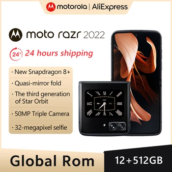 Pasaules Rom Motorola Moto razr 2022 5G Salokāms 144Hz Ekrāna Dolby ATMOS Snapdragon8+Gen1 50MP Kamera HDR10+ 32W AF Priekšējā Kamera