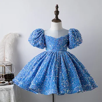 Eiropas American balli bērnu apģērbi bērnu kāzu samta Vizuļi kleita Princese kleita Meitenes Pusi Kleita Meiteņu kostīms