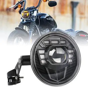 Universālā Motocikla priekšējo Lukturu 7 collu Led priekšējo Lukturu ar Stiprinājuma Skava Balta/Dzintara DRL Hi/Low Beam -Harley-Honda-Suzuki
