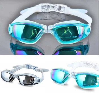 Profesionāls Peldēšanas Brilles Peldēšanas Brilles ar ausu aizbāžņi Deguna Klipsi Electroplate Ūdensizturīgs Silikona очки для плавания Adluts