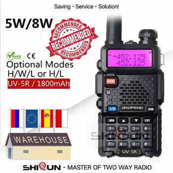 Baofeng Ham Radio 5W 8W UV-5R Walkie Talkie 10 km UV 5R walkie-talkie medību CB Radio UV5R Baofeng UV-9R UV-82 UV-8HX UV-XR
