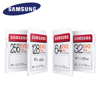 SAMSUNG Plus SD Kartes 32GB 64GB, 128GB un 256 gb Atmiņas Karti 100-160MB/s C10 Canon SLR Kamera Atbalsta Fotografēšanas 4K Un FHD Video