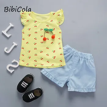 BibiCola baby girl apģērbu komplekti vasaras apģērbu komplekti jaundzimušo bērnu drēbes, t-krekls, veste+bikses 2gab tracksuit uzstādīt bebe apģērbi