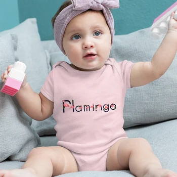 Flamingo Smieklīgi Dizains Cute Baby Girl Apģērbu Dzīvnieku Karikatūra Mīksto Jaundzimušā bērna Onesie O-veida kakla Vasaras Mājas Bodysuit Pidžamas