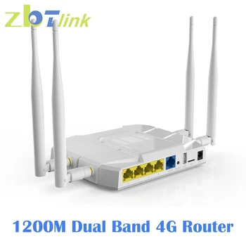 Zbtlink 4G LTE Bezvadu Maršrutētāju Gigabit 4*LAN CAT4 Modemu 1200Mbs Dual Band 2.4 GHz 5.8 GHz Wifi Sim Karte 16 MB 256 mb RAM Roteador