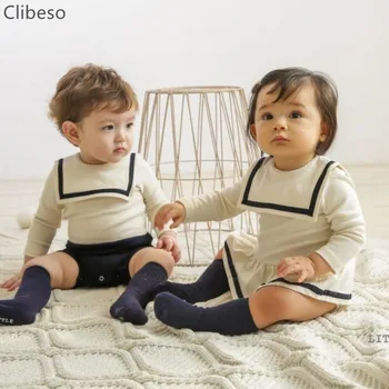 Jaundzimušo Un Zīdaiņu Apģērbu 2023 Jaunu Korejiešu Bērnu Apģērbu Spāņu Bērnu Zēniem Kombinezonus Toddler Meitene Kleita Kopumu, Brālis, Māsa Tērpiem