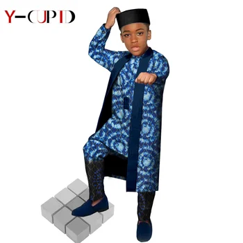 Āfrikas Drēbes Bērniem Zēni 4 Gabali Komplekti Drukāt Tee Atbilstošas Bikses Garās Vestes Klp Bzin Riche Āfrikas Bērnu Apģērbu Y214003