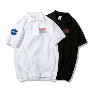 NASA Lakrosa Vīriešu Unisex Iespiesti Atloks Apkakli, Īsām Piedurknēm Visu maču T-krekls