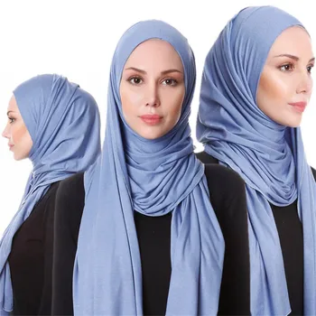 85*180cm musulmaņu jersey hijab šalle sievietēm femme musulman hijabs Islāma foulard šalles wrap tīrtoņa krāsu Kravu lakatu