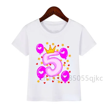 1-10 Baby Meitenes Kroņa Numuri Dzimšanas Dienu, T Krekli Pasūtījuma Meitenes Apģērbu Personības T Krekli Dzimšanas Dienu Vecuma Nosaukums T Krekls Drēbes