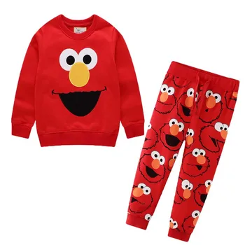 Lekt Metru Elmo Jaunu Cute Dzīvnieku Apģērbu Komplekti 100% Kokvilnas Zēni Meitenes Rudens Pavasara Garām Piedurknēm Tērpiem, 2 Gab. Komplekti