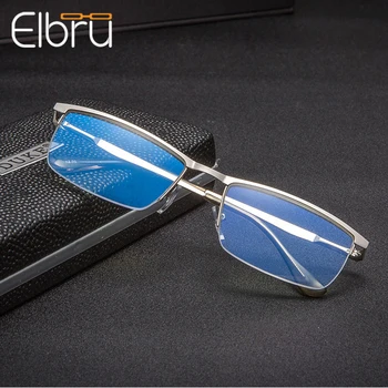 Elbru Ultravieglajiem Anti-zilās Gaismas Pusi Rāmi, Lasīšanas Brilles Vīriešu Klasiskās Metāla Rāmis vecuma tālredzība Brilles Ar +1.0 līdz+4.0