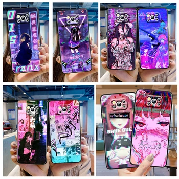 Skumji Anime Estētisko Senpai Phone Gadījumā Xiaomi Mi Poco X4 X3 NFC F4 F3 GT M4 M3 M2 X2 F2 Pro C3 5G Civi Fundas Black Soft