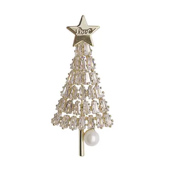 Modes Luksusa Kristāla Zvaigžņu Patīk Ziemassvētku Koku Piespraudes Jauno Gadu Rotaslietas Dāvanu Mākslīgas Pērles Rhinestone Ziemassvētki Koka Tapām