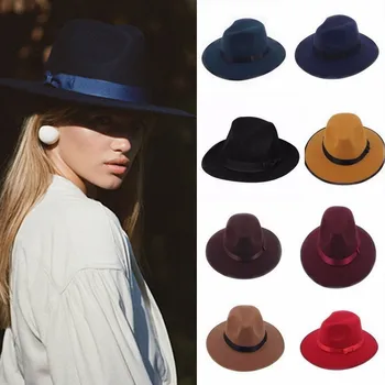 Džeza Cepures Vintage Trilby Derby Klp Modes Sieviešu Cloche Unisex Gadījuma Lielu malām Kovboju Vilnas cepures Panamas cepuri Fedora Klp