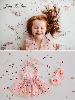 Jane Z Ann Krāsains Polka Dot Acs Princese kleita 0-2 gadu 100 dienas, 4 izmēri, Bērnu Foto Apģērbs Jaundzimušajiem Photography Prop