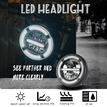 6.5 collu LED Motocikla Priekšējo Lukturu Galvas gaismas phare led moto par Harley Sportster Cafe Racer Honda Suzuki Yamaha Custom